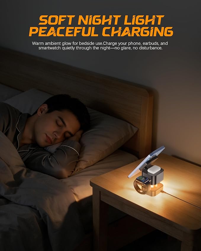2026 4 in 1 Wireless Charging Station for Apple, 15W Fast Magnetic Charger Compatible with Magsafe for iPhone 17 16 15 14 13 12 Pro Max Plus, Apple Watch Series & AirPods 4 3 2 Pro(No Adapter)