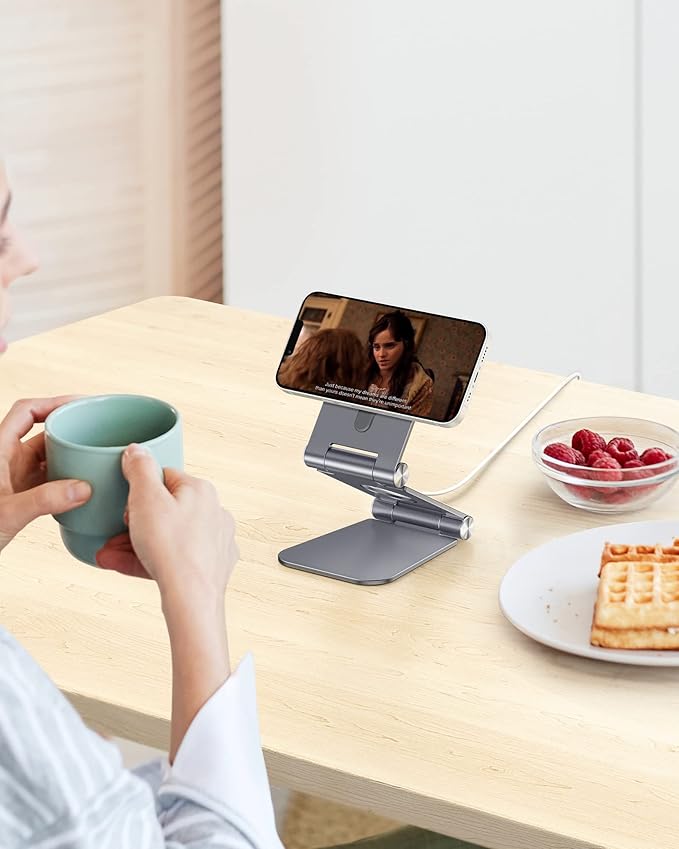 OMOTON Stand for MagSafe Charger, Foldable Phone Stand Holder for MagSafe Accessories, Compatible with iPhone 17/16/15/14/13/12 Pro Max/iPhone Air, [Charger for MagSafe Not Included], Gray