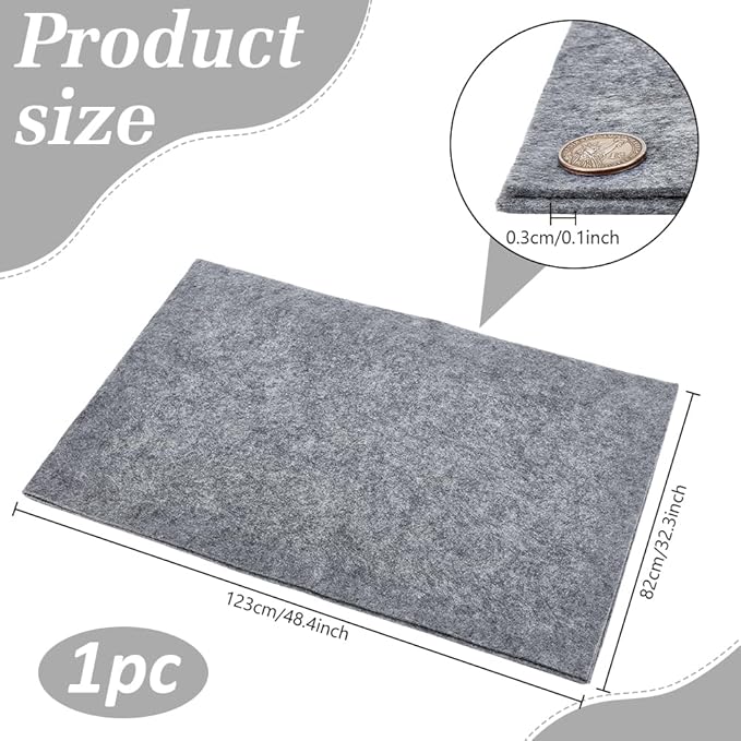 PH PandaHall 48 x 32 Inch Chinese Calligraphy Drawing Felt Mat Water Drawing Cloth, Gray Writing Felt Mat Reusable Water Paper Felt Desk Pad for Calligraphy Practicing Painting Beginners