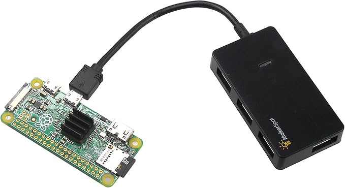 Micro USB OTG Hub for Raspberry Pi Zero 4 Port High Speed Sync and Extension Cable Adapter Also Works with Android Tablet Raspbian Jessie Linux