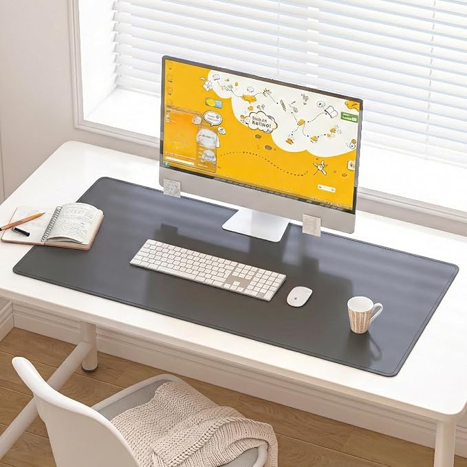 DAWNTREES Desk Mat for Desktop,PU Leather Desk Pad Protector,Non Slip, Large Mouse Pad and Keyboard Mat, Waterproof Writing Pad for Office and Home (Black,35.5''x16.9'')