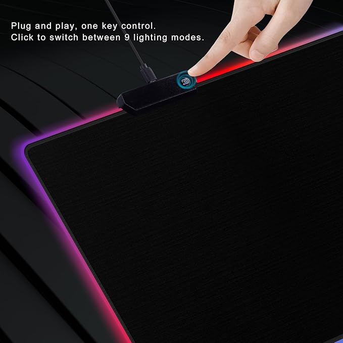 Cacoy 59" x 24" Large RGB Gaming Mouse Pad, LED Desk Pad with 9 Lighting Mode, Extended Desk Matt for Desktop with Non-Slip Base, Glowing LED Light Up Game Computer Accessories and Office Decor, Black