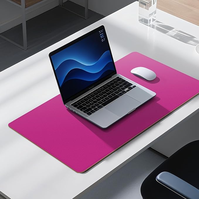 Dual Sided Leather Desk Mat - Waterproof Desk Pad - Ideal for Large Mouse Pad and Desk Mats on Top of Desks (Rose, 25"*13")
