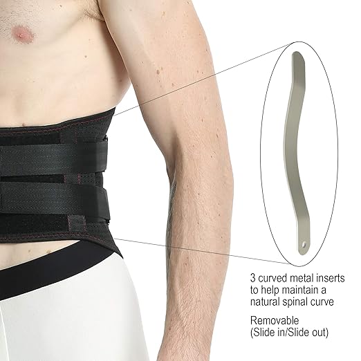 NeoTech Care Back Belt Support for Men or Women - Breathable & Adjustable Lower Back Brace - Double Pull Compression Straps (Black, Size XL)