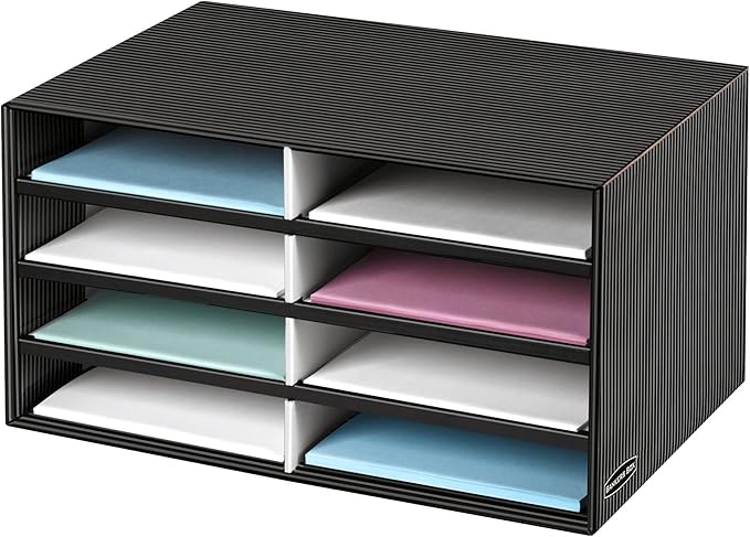 Bankers Box Decorative Eight Compartment Literature Sorter, Letter, Black/Gray