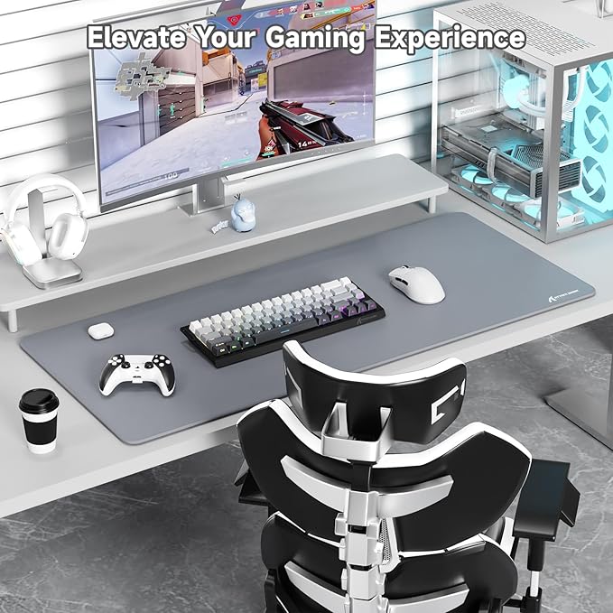 ATTACK SHARK CM02Pro Gaming Mouse Pad for Esports Speed Large Mouse mats for Desk Waterproof Surface Stitched Edges and Anti-Slip Rubber Base Size XXL Laminate 35.43” x 15.75” x 0.16” Gray