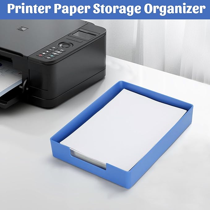 Letter-Size Tray Desk Letter Tray Paper Tray, Sturdy Heavy-Duty Plastic Printer Paper Tray, Single-Tier Stackable File Storage Organizer for Office Home (Blue)