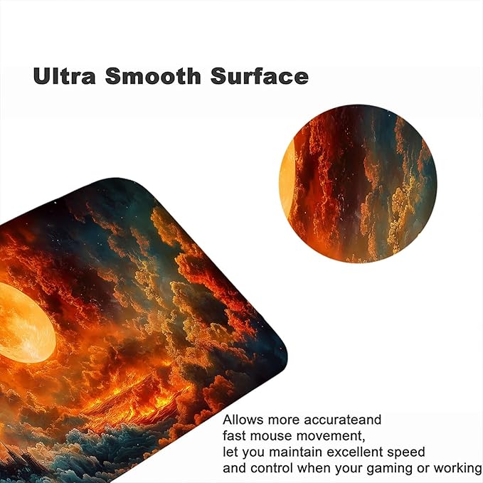 Fantasy Scenery Desk Pad Mouse Pad Hell Moon Ancient Burning Castle XL Mouse Pad Large Mousepad Extended Laptop Keyboard Mat Gaming Desk Pad Mouse Mat Office Computer Keyboard Laptop Home