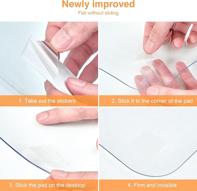Clear Desk Mat, 23.6"x15.7" inch Large PVC Desk Protector Pad, Waterproof Non-Slip Round Edge Wipeable Writing Mat, Table Protector for Home Office