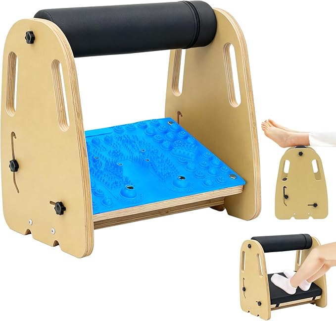 Adjustable Under Desk Foot Rest, Detachable & Washable,3 Height Levels, Interchangeable Soft & Massage Pads,Anti-Slip Design, for Office Home Gaming - Blue