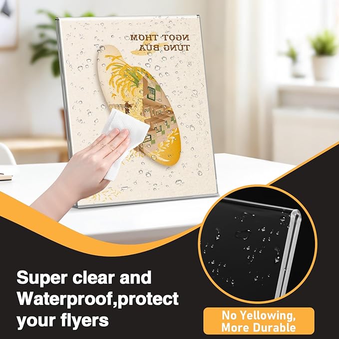 13 Pack Acrylic Sign Holder 8.5x11, L-Shape Clear Plastic Display Stands for Tabletop, Slanted Back Menu Flyer Paper Photo Picture Frame Display Stand for Restaurants Office Store Show Fair