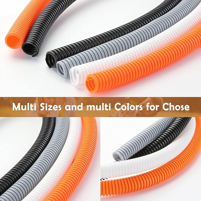 ZhiYo 50FT 3/4” Wire Loom Split Tubing Auto Wire Conduit Flexible Cover | High Temperature Heat Resistant -40F to 257F | Plastic Cover for Electrical Wires & Cables