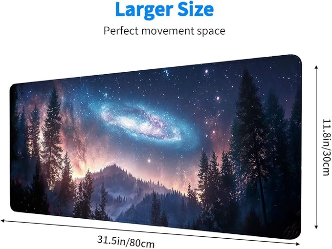 Galaxy Desk Mat Northern Light Forest Punk Mousepad XL Large Gaming Mouse Pad Laptop Keyboard Mat Desk Pad Desktop Accessories for Work & Study 31.5x11.8 Inch