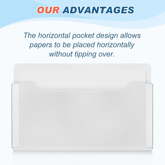 Fuutreo 6 Pcs Magnetic Wall File Organizer Magnetic Wall File Holder Refrigerator Magazine Holder for Mail Letters Paper(Clear,Horizontal-large)