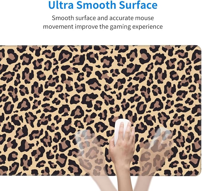 Leopard Print Animal Cheetah Large Mouse Pad & Desk Mat Extended Mousepad Non-Slip Rubber Base Laptop Computer Keyboard Pad for Gaming, Office & Home Decor, XXL - 29.5" X 15.8"