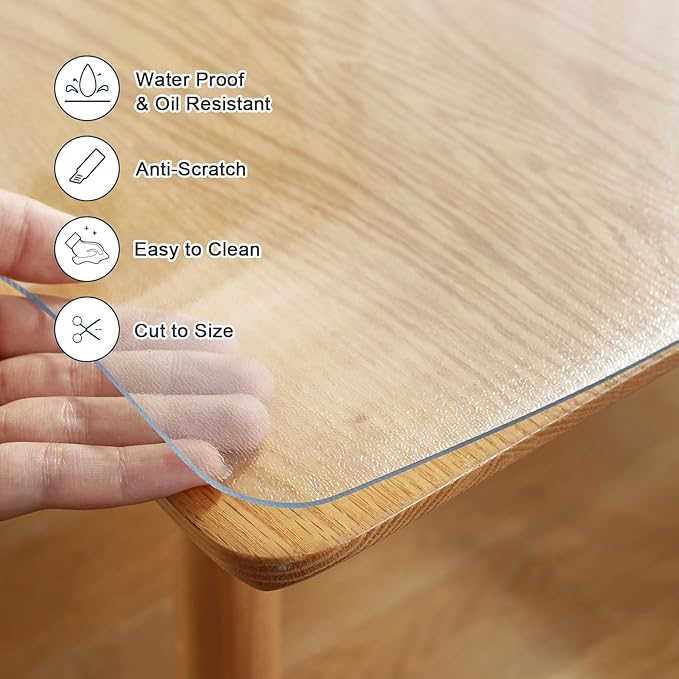 LovePads Frosted Desk Mat 16 x 60 Inch, 1.5mm Thick Frosted Table Protector, Waterproof Plastic Table Cover Protector, PVC Desk Protector Mat, Vinyl Desk Cover for Desktop, Coffee & Dining Table