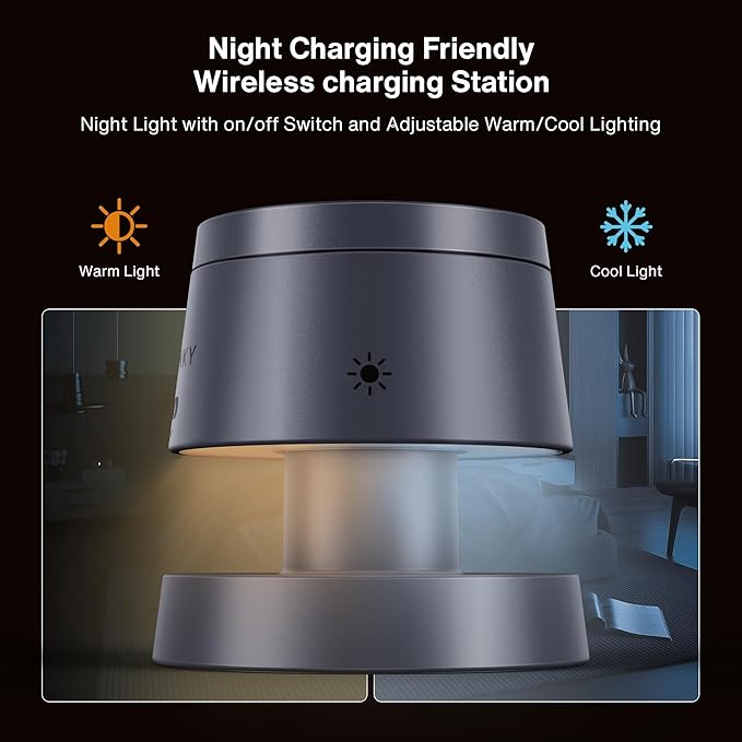 iVANKY Qi2 Certified 3 in 1 Mag-Safe Charger Stand, 15W Fast Magnetic Wireless Charging Station with Night Light for iPhone 17e 17 16 15 14 13 Pro Max, Apple Watch, AirPods 4/3/2/Pro(No AC Adapter)