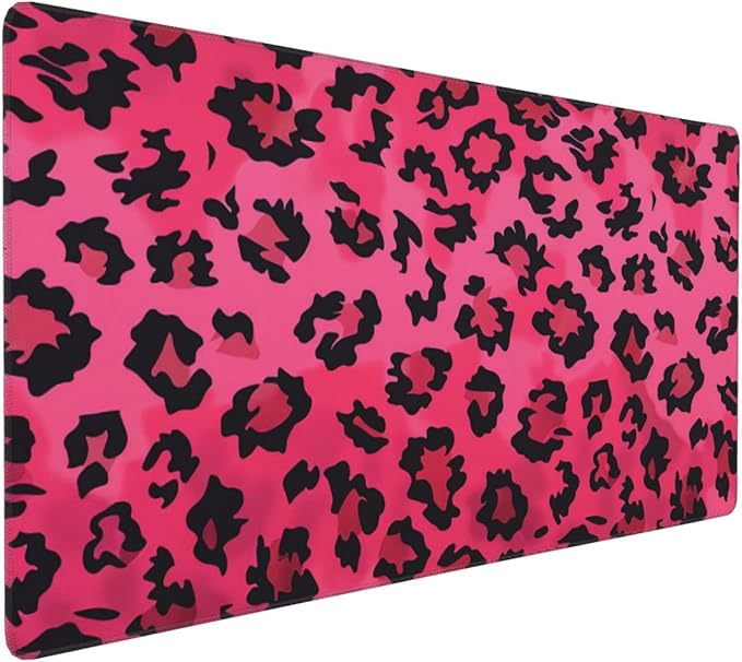 35.4 x 15.7 in, XXL Large Mouse Pad for Desk, Extended Keyboard Mouse Mat for Computer Office, Big Mouse pad with Stitched Edges, Gaming Pc-Pink Leopard Print