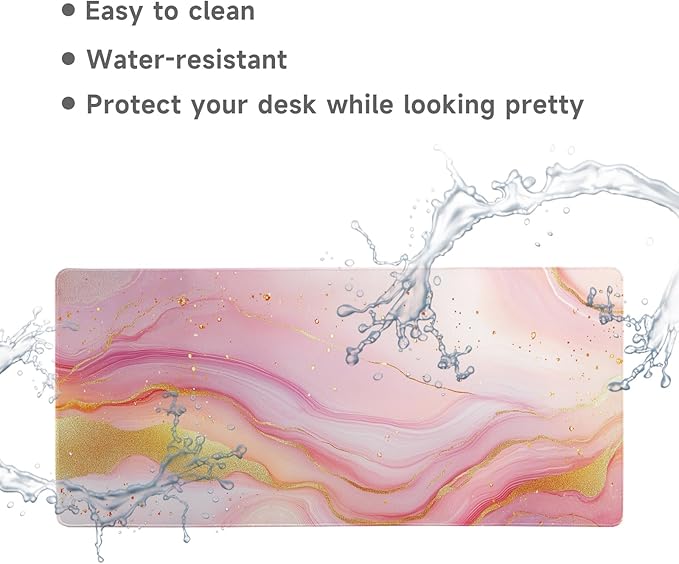 Desk Mat Mouse Pad Gaming Desk Pad XL Large Mouse Mat Office Decor Accessories (Pink Gold and Flowing Sand)