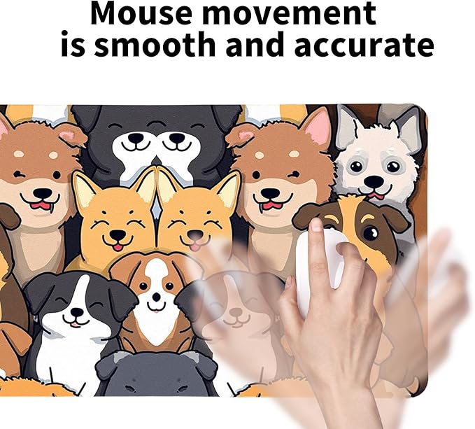 Positively Adorable Dog Desk Mat - （31.5 * 15.75in） Desk Pad, Large Non-Slip PU Leather Pad for Aesthetic Home Office & Gaming,A Gift for Dog Lovers