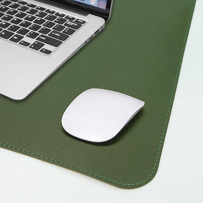AFIING Cork Desk Mat 47" x 17", Dual-Sided Natural Cork & PU Leather Desk Pad, Non-Slip Waterproof Large Mouse Pad for Office, Home & Gaming (Military Green)