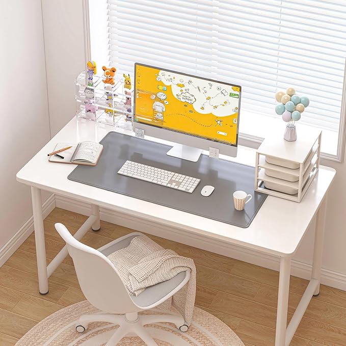 DAWNTREES Desk Mat for Desktop,PU Leather Desk Pad Protector,Non Slip, Large Mouse Pad and Keyboard Mat, Waterproof Writing Pad for Office and Home (Dark Gray)