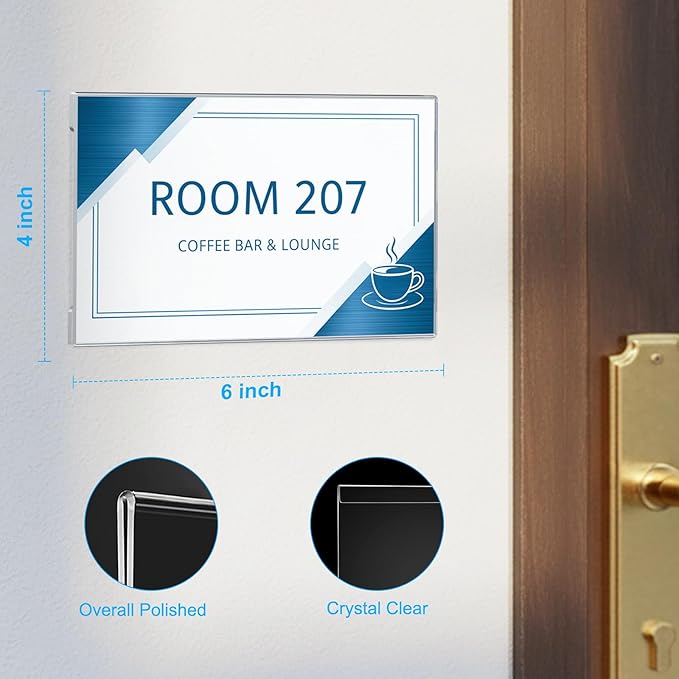 EHWINE 20 Pack 6x4 Wall Mount Acrylic Sign Holder, Horizontal Wall Signs Photo Menu Flyer Display Holders, Plastic Clear Acrylic Frames for Office Home Hotel Business Store (with Adhesive Tape)