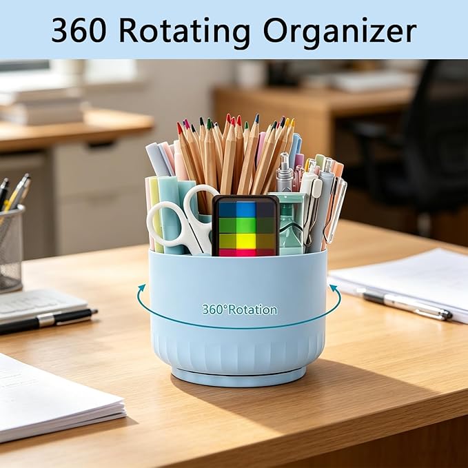 Office Supplies,Bblue Desk Accessories,Office Supplies Set,Desk Organizer,Stapler,Tape Dispenser,Scissors,Staple Remover,Binder Clips,Staples,Ballpoint Pen,Index Tabs with Ruler,Clear Tape.10pcs
