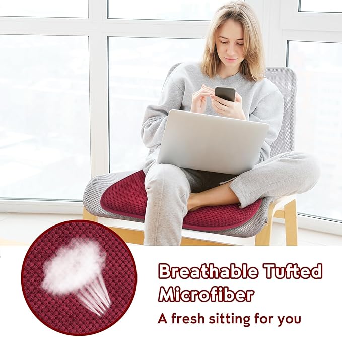 Wine Red Kitchen Dining Chairs Cushions Set of 4 Non Slip Foam Patio Seat Cushions Washable Soft Thick Pads Large Wooden Metal Chair Cushions,17" x 15"