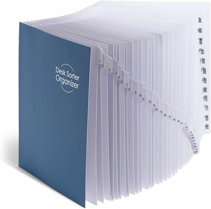 Smead Desk File/Sorter, Daily (1-31) and Monthly (Jan-Dec), 43 Dividers, Letter Size, Dark Blue (89235)