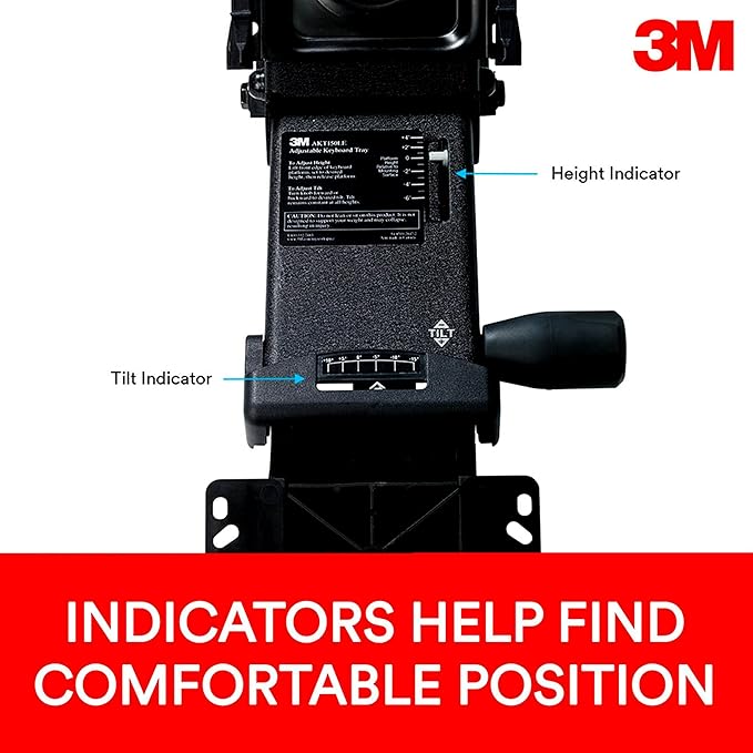 3M Sit/Stand Easy Adjust Keyboard Tray, 25.5 in. x 12 in. Wood Platform, 23 in. Track, Black, Wrist Rest and Mouse Pad