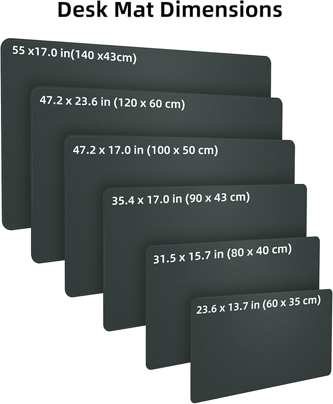 Large Desk Pad Mat - Waterproof Mouse Pad & Desk Protector, Non-Slip XL PU Leather Gaming Mat for Keyboard/Mouse, Stitched Edge with Ergonomic Support, 47"x17" (Dark Green)