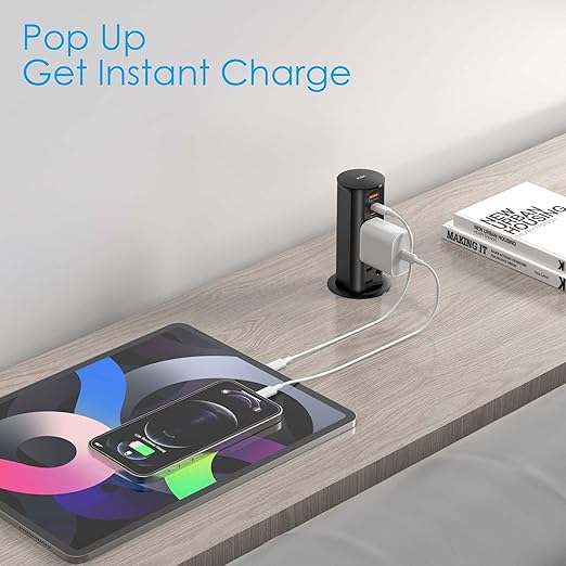 ANNQUAN 2 Pack 2 inch Space Saver Pop Up Outlet for Countertop with PD20W USB Ports,2 Outlets Tamper Resistant,Splashproof Pop Up Socket (ETL Listed)