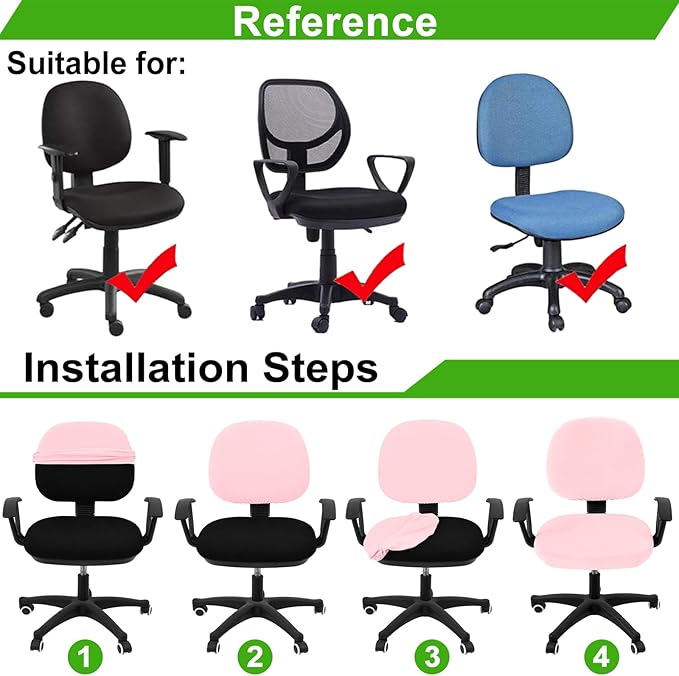 Smiry Stretch Jacquard Office Computer Chair Covers, Removable Washable Universal Desk Rotating Chair Slipcovers Protector, Seat + Backrest Cover, Blush Pink