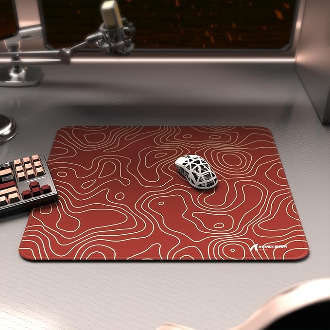 ATTACK SHARK CM02 Gaming Mouse Pad for Esports Speed Large Mouse mats for Desk Waterproof Surface Stitched Edges and Anti-Slip Rubber Base Size L Laminate 17.72” x 15.75” x 0.16” Orange Contour
