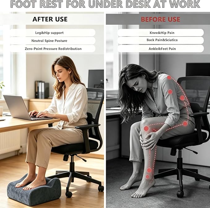 Foot Rest for Under Desk at Work. Multifunctional 3-Tier Foot Stool Office Desk Accessories, Soft Ergonomic Footrest,Support Foot Pillow,Heel Chair,Leg Elevation Pillow (Ivory, One Size)
