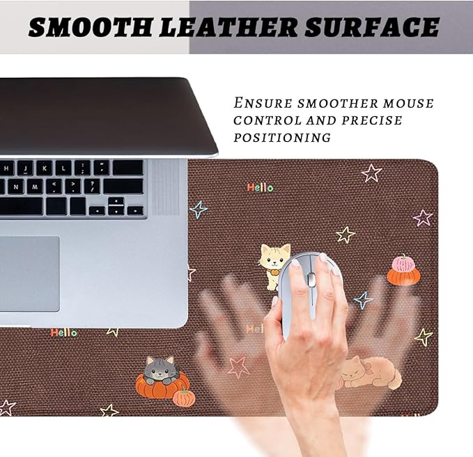 Cute Cat Gaming Mouse Pad Pumpkin Kawaii XL Mouse Pad Large Mousepad Extended Laptop Keyboard Mat Gaming Desk Pad Mouse Mat Office Computer Keyboard Laptop 31.5"x11.8"