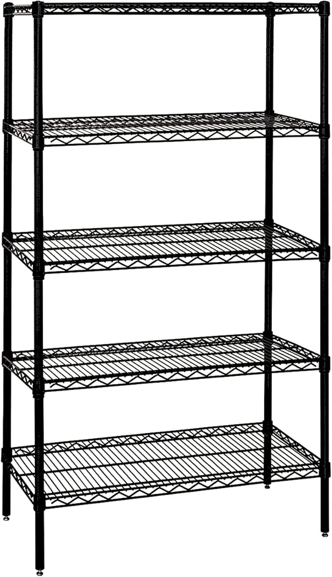 Quantum Storage Systems WR63-1872BK-5 Starter Kit Wire Shelves Black Epoxy 5 Shelves 63" H x 72" W x 18" D