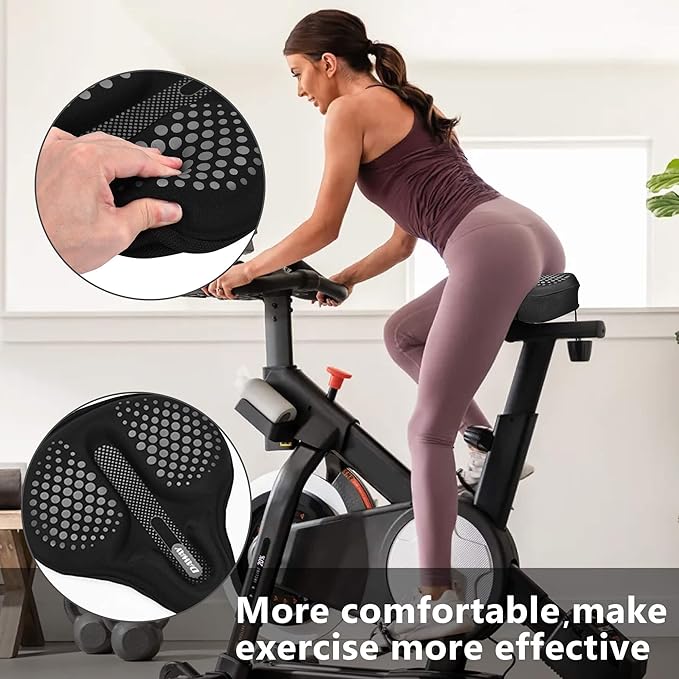 DAWAY Comfortable Bike Seat Cover - Silicone Gel & Memory Foam Padded Bike Seat Cushion for Men Women - Soft Bicycle Saddle Cover for Peloton, Stationary Exercise, Mountain Road Bikes - XL/Large/Small