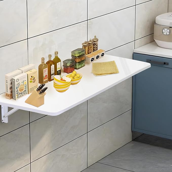 Laundry Room Wall Mounted Folding Table, Kitchen Restaurant Home Bar Work Table, All Aluminum Countertop, Waterproof Easy to Install and Clean (80X50cm/31.5""×19.7"")…, LZDZ004
