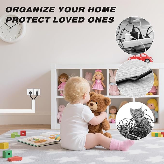 118" Silicone Cord Hider for Wall Mount TV,Large Self-Adhesive Cable Hider for 2-3 Cords,Cable Management Under Desk,Cord Organizer,Cable Raceway Home & Office Trim,Cord Concealer Channel,White