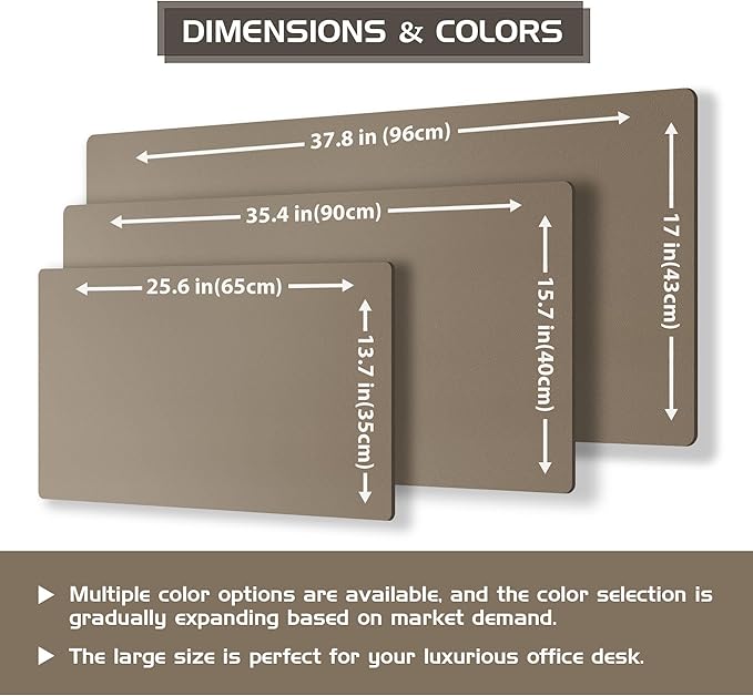 Aothia Dual-Sided Desk Mat - Leather & Cork Desk Protector, Large Mouse Pad & Writing Pad for Office/Home, Coffee (25.6"x13.7")