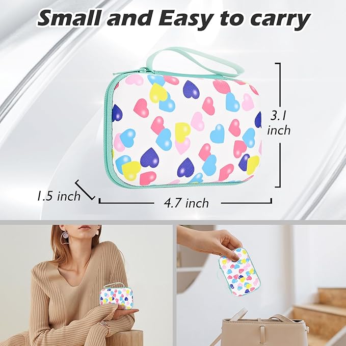 Phone Charger Case Storage Set with Cute Heart Cable Protector with Carrying Cable Case Bag,Cord Organizer, USB Earphone Wire Saver Organizer Charger Protector for iPhone (Colourful Heart)
