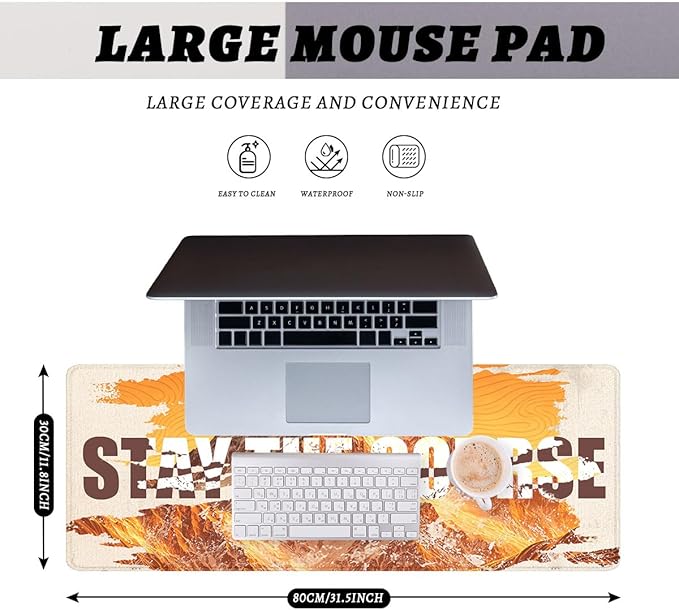 Stay The Course Gaming Mouse Pad Mountain Motivation Mousepad XL Large Gaming Mouse Pad Laptop Keyboard Mat Desk Pad Office Computer Keyboard Laptop 31.5"x11.8"