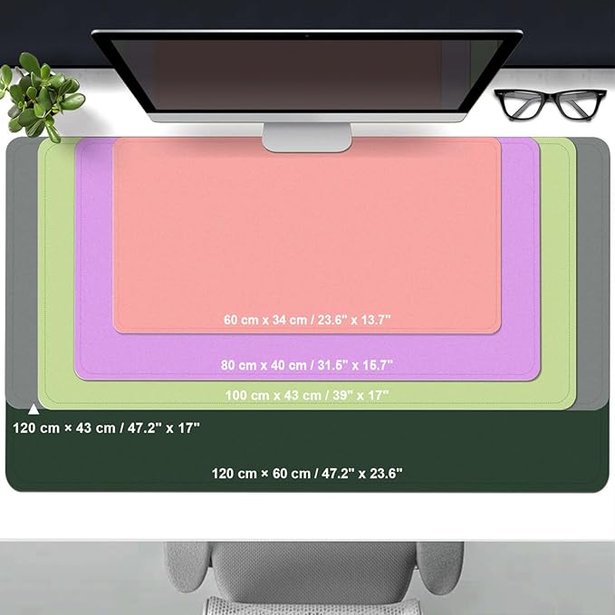 Leather Desk Pad Protector, 39.4' X 17'' Large Mouse Pad, Office Desk Mat, Non-Slip PU Leather & Suede Base Desk Blotter, Laptop Desk Pad, Desktop Mat for Office Home, Candy Red