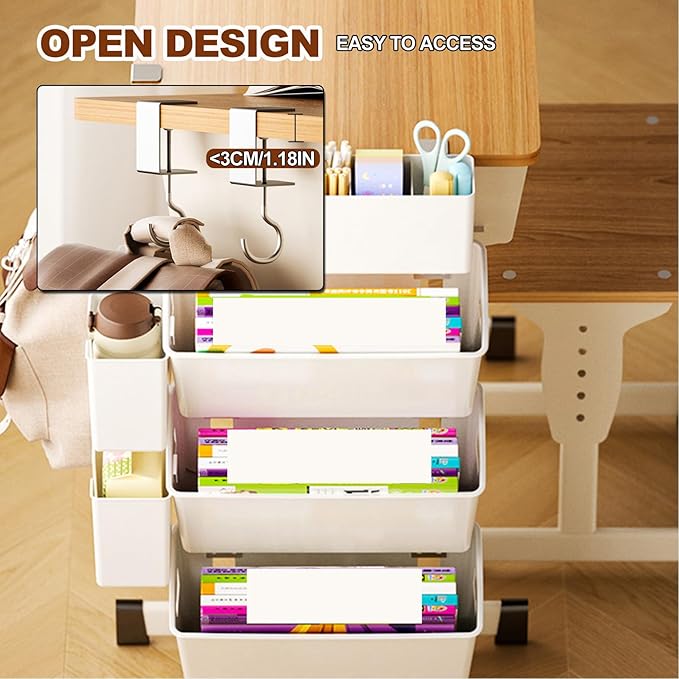 4,Desk Side Storage, Under Desk Laptop Mount, Table Side Hanging File Organizer, No Drill Clamp On Cable Management Tray, Laptop Holder with Pen Holder for Office and Home