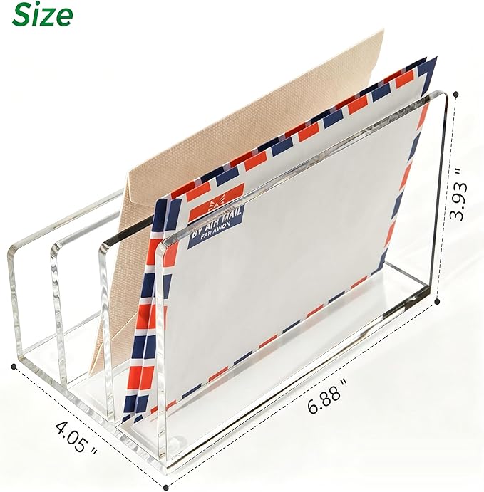 Clear Acrylic Desk Organizer – 3 Compartment Mail Holder & Letter Sorter for Office, Bills, Documents, Notebooks, Letter Tray – Modern Vertical File Rack for Home, Desk File Holder