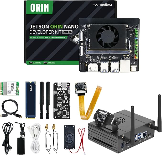 Yahboom Jetson Orin Nano Super 8GB AI Large Model Material SSD Jetson Aluminum Case, AI Voice Module, CSI IMX219 Camera Mechanical Engineers