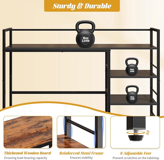 HavenlyYouth Desk Shelf, 45.4 Inch Wood Desk Organizer Shelf for Computer Monitor, Desk Hutch Storage, Desktop Shelf for Top of Desk, 3 Tier Desktop Bookshelf for Home Office Dorm, Black