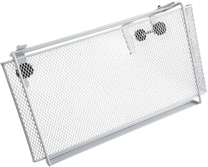 Adjustable Under Desk Cable Management Tray, 4.5-8.5cm Height Carbon Steel Wire Organizer Shelf for Office Home, No Drill Hanging Cord Holder Rack, Black or White(White L)